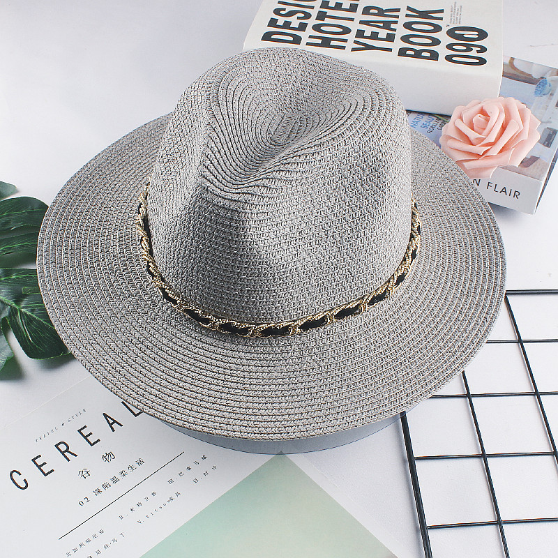 Sombrero de paja de viaje de verano para mujer de estilo coreano sombrero de copa casual jazz británico cubierta de playa Sombrero sol protección solar sombrero de sol marea