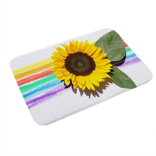 European and American 3D printed sunflower floor mats, modern minimalist kitchen water-absorbent non-slip carpets, super soft children's crawling mats