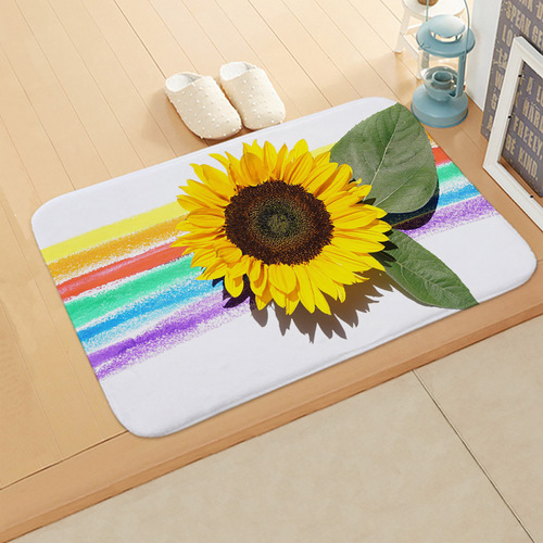 European and American 3D printed sunflower floor mats, modern minimalist kitchen water-absorbent non-slip carpets, super soft children's crawling mats