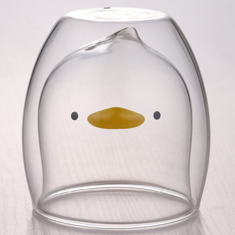 Amazon de dibujos animados de doble capa de vidrio resistente a altas temperaturas leche taza de café regalo de Navidad taza de agua hogar frío aislamiento