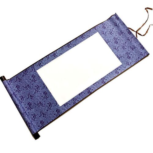 Blank scroll imitation damask small two-foot blank rice paper scroll vertical scroll banner calligraphy French painting hanging scroll