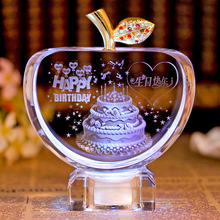 圣诞苹果水晶内雕刻字摆件生日礼物送女友女生创意浪漫水晶agj