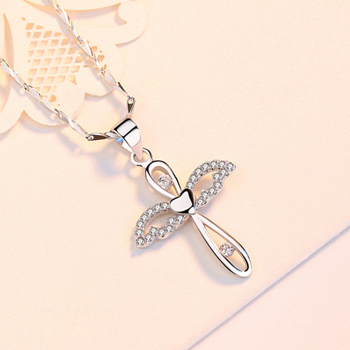 S999 sterling silver cross necklace women's pendant design niche silver necklace Japanese and Korean temperament drop shipping