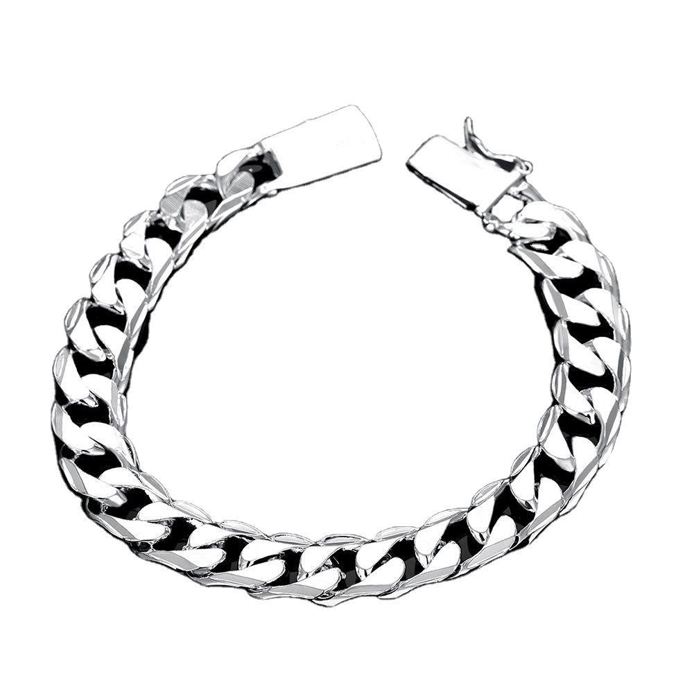 copper men's fashionable trend silver bracelet