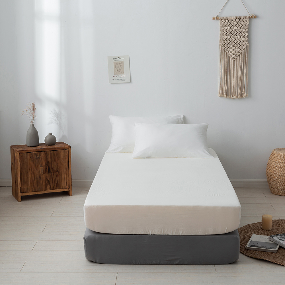 Lenzuola con angoli, tessili per la casa, biancheria da letto, coprimaterasso in fibra sintetica lavata giapponese in tinta unita_voghion.com