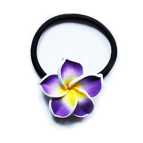 Suministro transfronterizo de Flor de huevo anillo de pelo material de cerámica suave flor cuerda de pelo banda de goma negra tocado flor corbata de pelo joyería de la cuerda