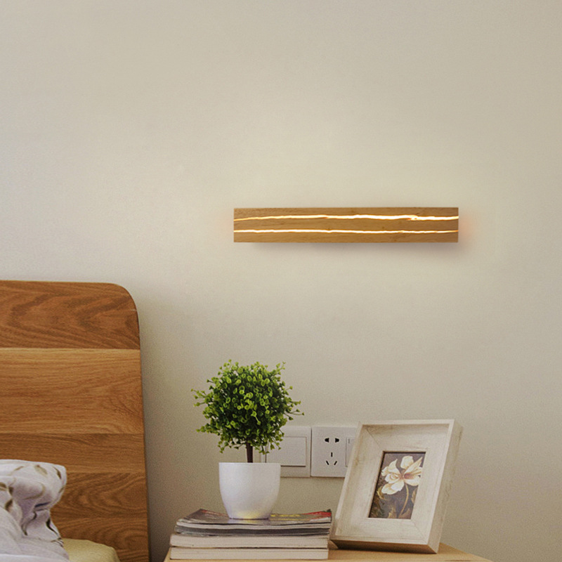 Transfronterizo LED pasillo madera grano color Lámpara de pared registro crack giratoria lámpara de pared de madera fuente de cabecera fábrica en stock