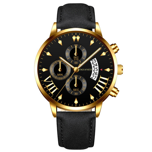 Wholesale DIJANES New Leather Men's Fashion Quartz Watch Casual Business Men's Calendar Watch
