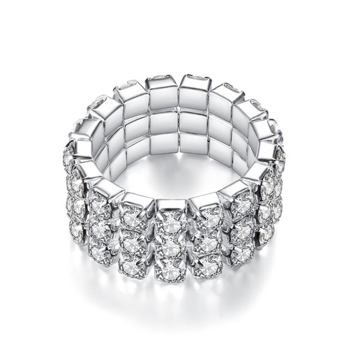 European and American big-name fashion necklaces, earrings, rings and bracelets, four-piece set, full diamond three-row choker bridal set N5593
