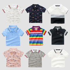 Summer new foreign trade children's clothing Korean style boys' short-sleeved lapel children's fashion T-shirts for small and medium-sized children cross-border