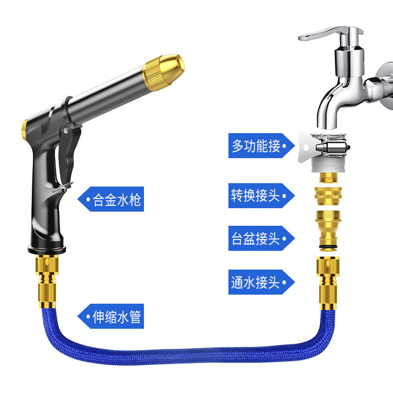 高压家用洗车水枪伸缩水管软管花园清洁浇花喷头水抢套装水枪工具
