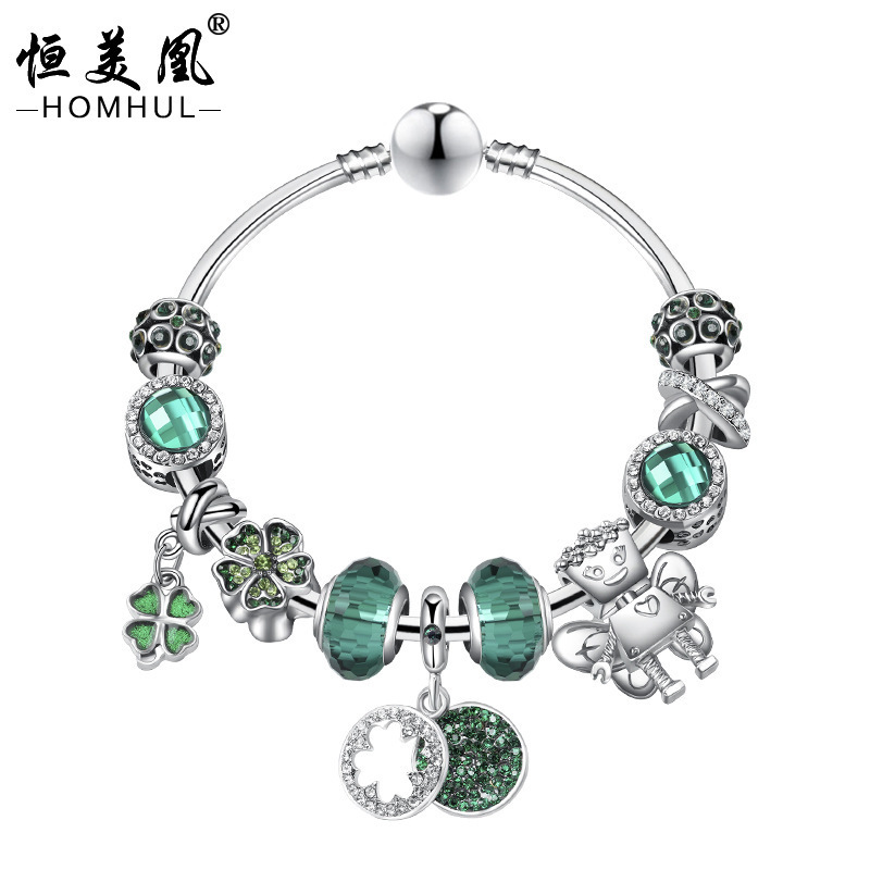 Panjia New Four-leaf Clover Bracelet Female Flower Fairy Bella Four-leaf Clover DIY Fashion Pendant Women's Bracelet