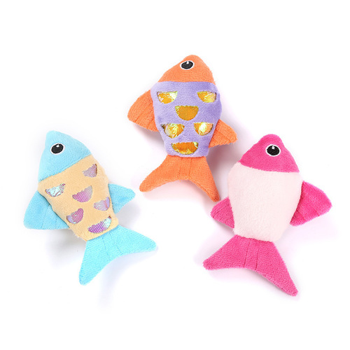 Pet Cat Toys Catnip Ring Paper Plush Toys Colorful Cartoon Fish Pet Supplies Cat Toys Wholesale