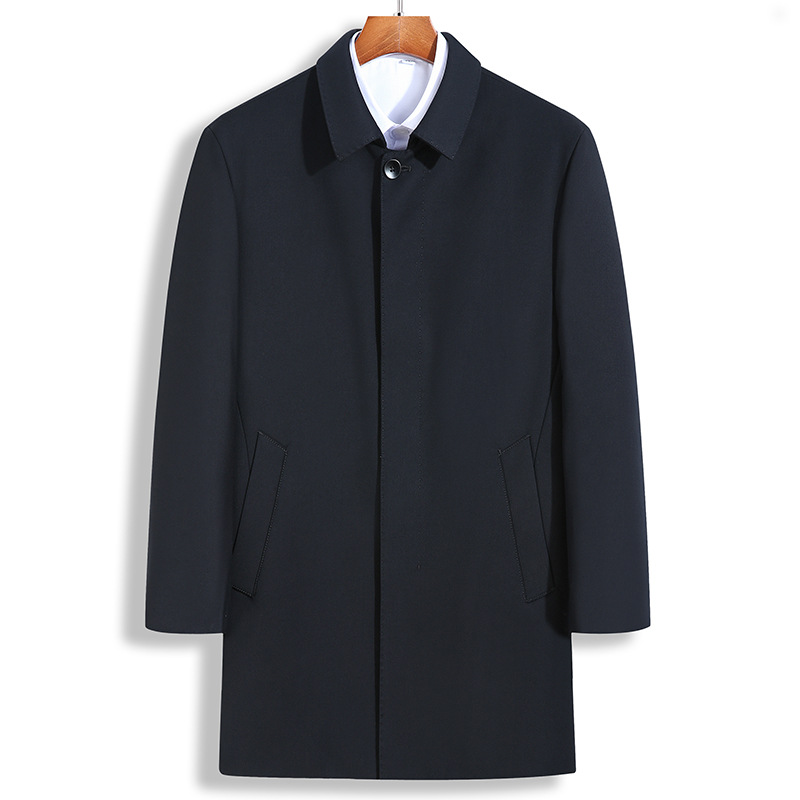 2025春秋中长款中年大码男装商务休闲百搭风衣宽松加肥加大翻领