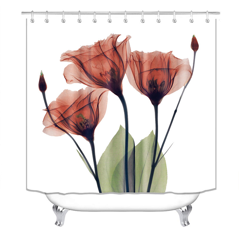 Amazon Venta caliente Impresión digital impermeable poliéster simple flor serie ducha cortina hogar Baño ducha cortina fábrica suministro directo
