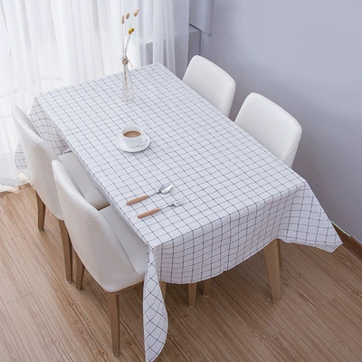 Tablecloth (INS) Nordic waterproof PEVA, washed-look, grid patterns, multiple sizes