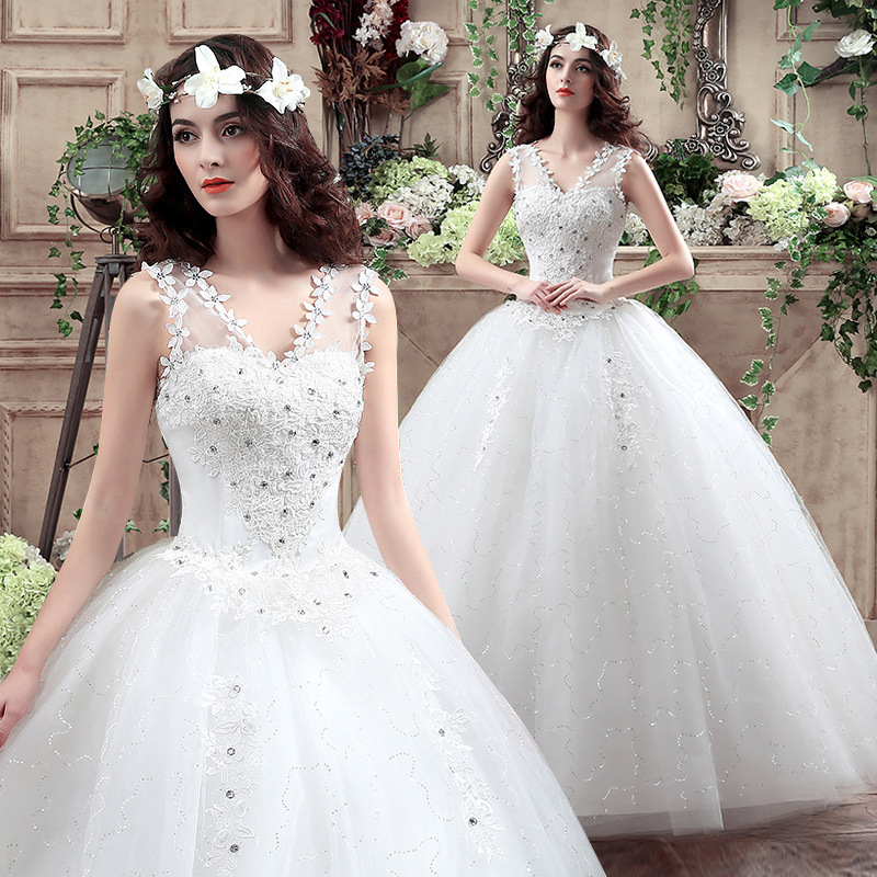 Suzhou Wedding Dress 2026 New Style Wedding Dress for Brides V-Neck Floor-Length Simple Double-Shoulder Plus-Size Wedding Dress for Brides Retro Spring Season Suzhou Wedding Dress 2026 New Style Wedding Dress for Brides V-Neck Floor-Length Simple Double-Shoulder Plus-Size Wedding Dress for Brides Retro Spring Season