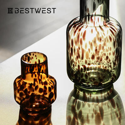 Home Furnishing Boyce Antiquity Tortoiseshell pattern speckle Glass vase Decoration Home Furnishing Hydroponics Floral organ ornament