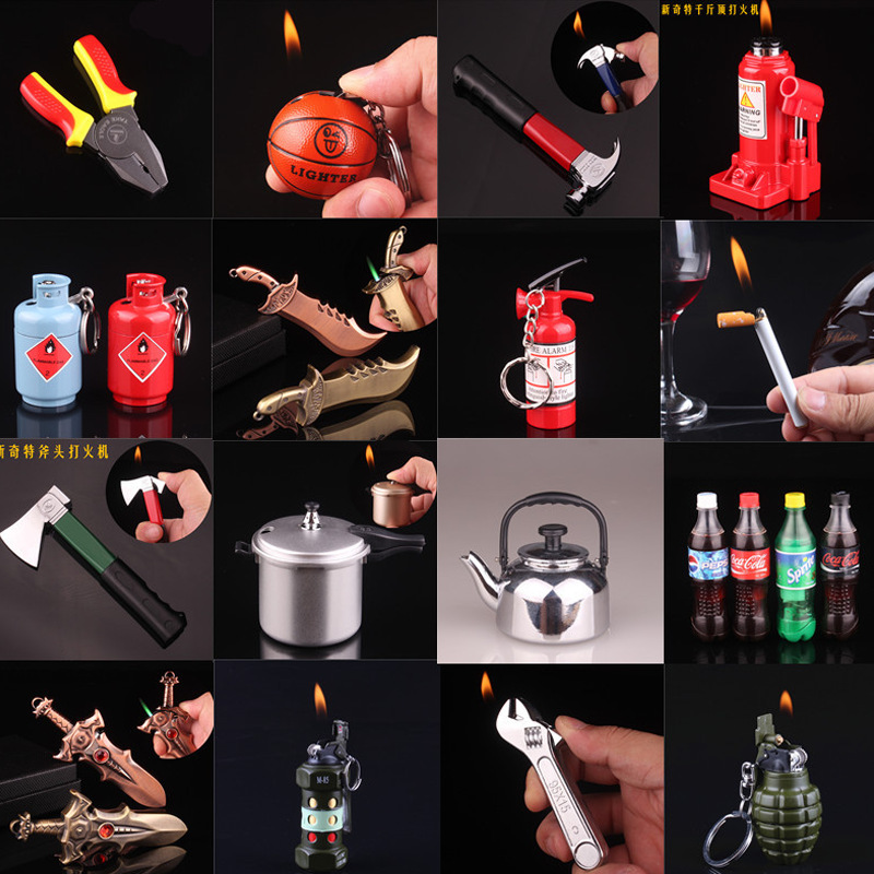 Tiktok-Style New and Unique Creative Inflatable Lighter Kettle Vise Wrench Model Open Flame Lighter Wholesale