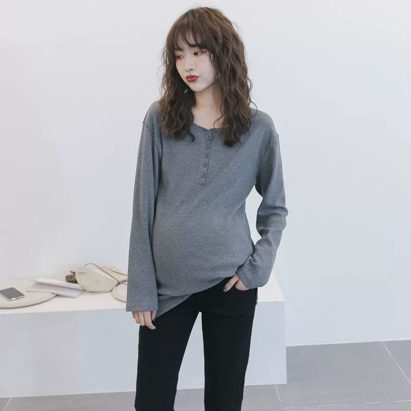 Осенняя футболка для беременных, с длинным рукавом, oversize