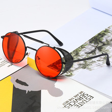 欧美新款蒸汽朋克眼镜个性挡风墨镜太阳眼镜 复古彩膜反光蛤蟆镜