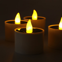 厂家直销 LED电子蜡烛圆形蜡烛户外防水自亮太阳能蜡烛小蜡烛批发