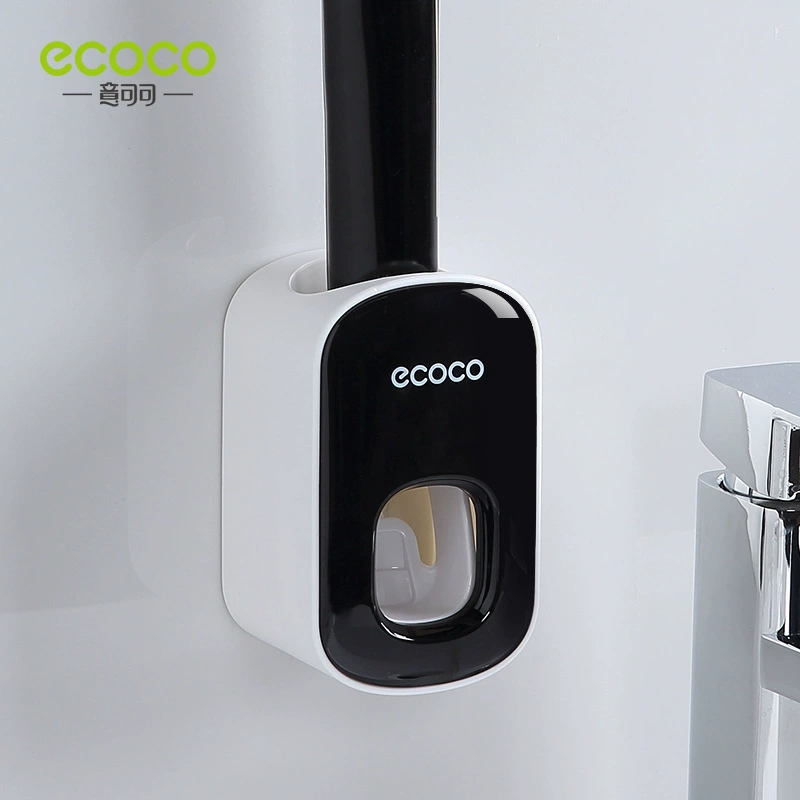 Автоматический дозатор зубной пасты (ecoco) настенный, без отверстий, бесконтактный, серый/черный