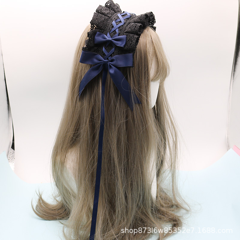 日本系の柔らかい妹lolitaのカチューシャのレースのヘアピンlolitaの甘い日常の百合のヘアバンドの蝶結びkcの頭飾り