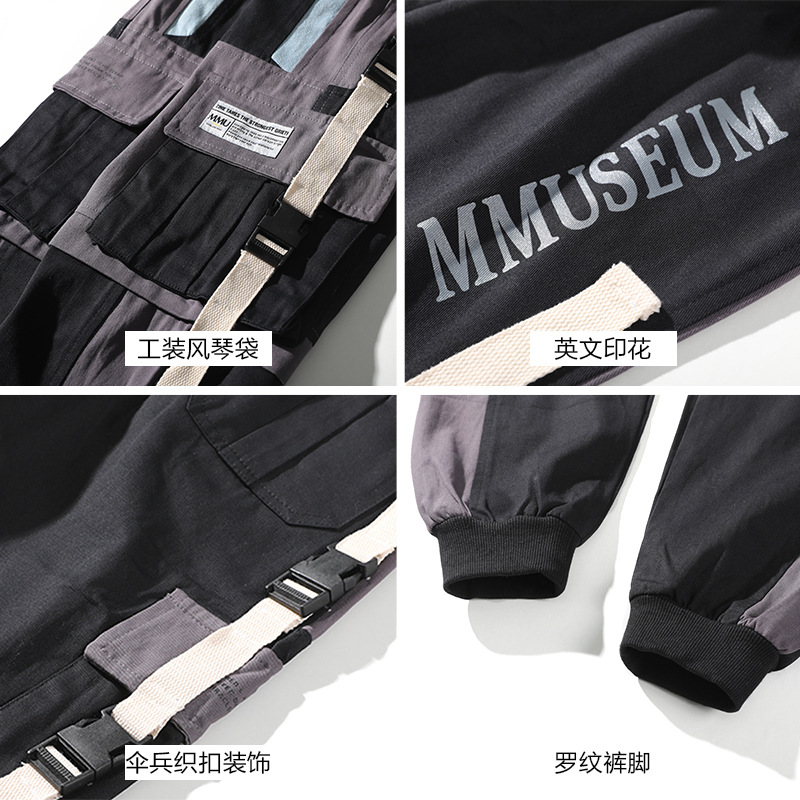 Monos de los hombres versión coreana de verano nueva marca marea suelta pie calle hip hop multi-Bolsillo función pantalones Casuales