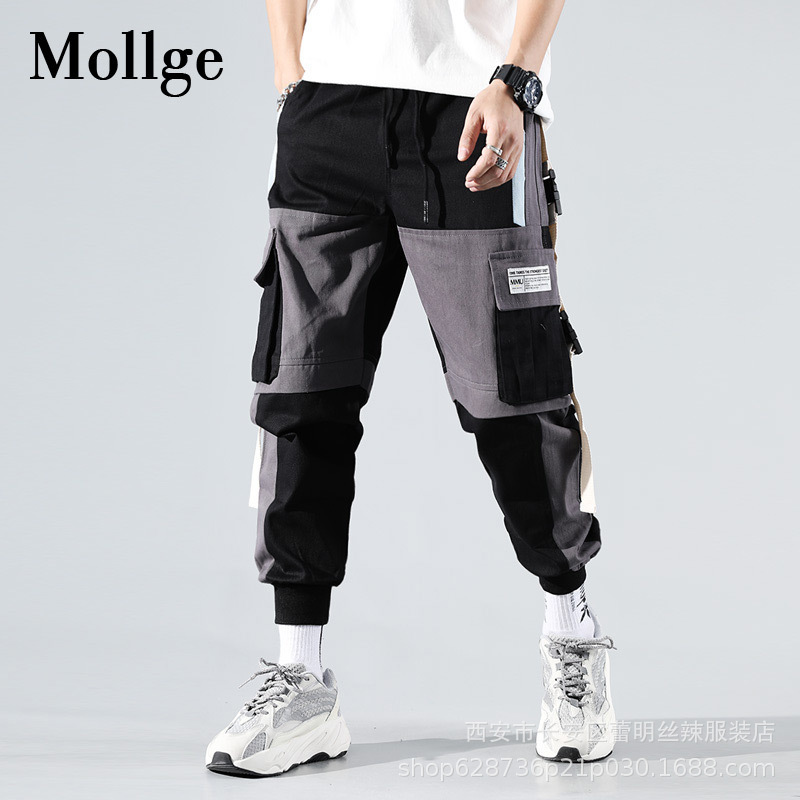Monos de los hombres versión coreana de verano nueva marca marea suelta pie calle hip hop multi-Bolsillo función pantalones Casuales