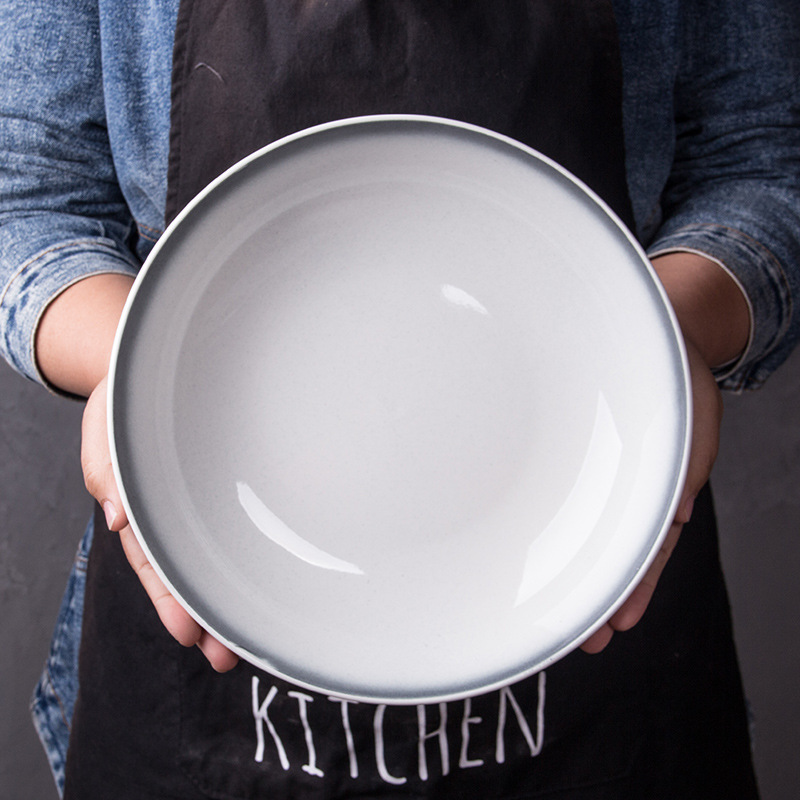 Gran cubertería de cerámica plato de cena occidental redondo plato hondo
