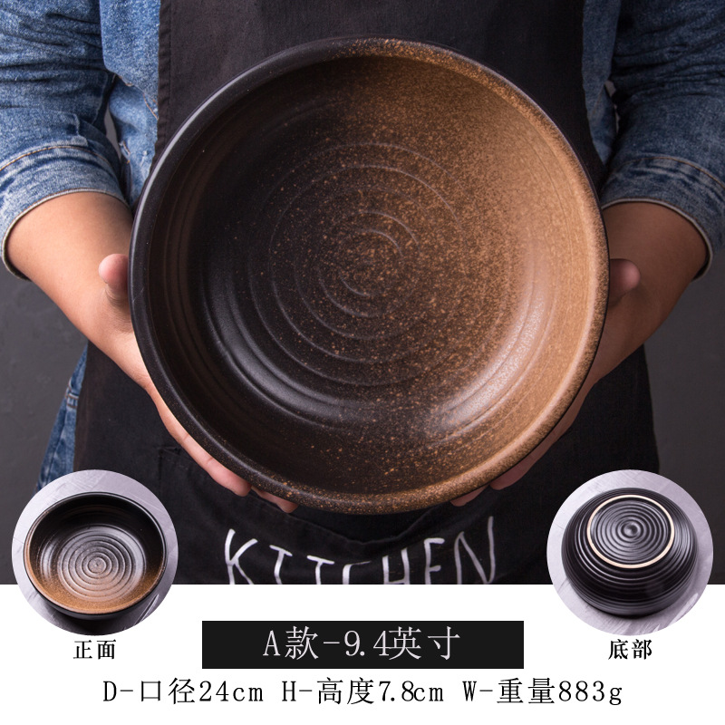 Gran cubertería de cerámica plato de cena occidental redondo plato hondo