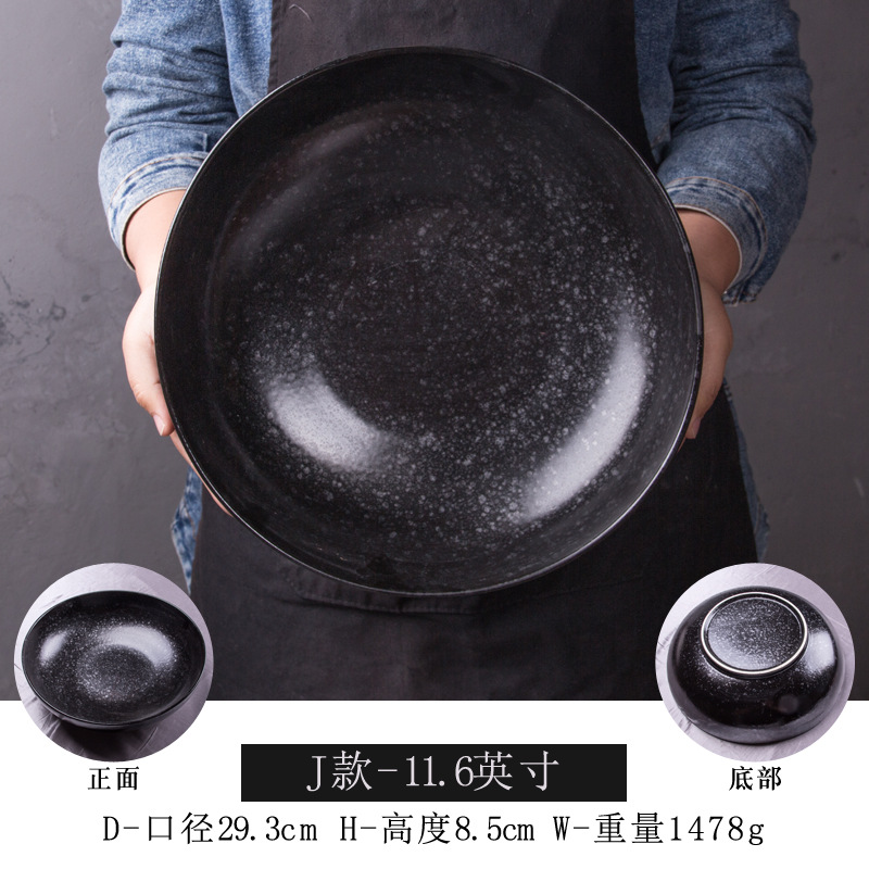 Gran cubertería de cerámica plato de cena occidental redondo plato hondo