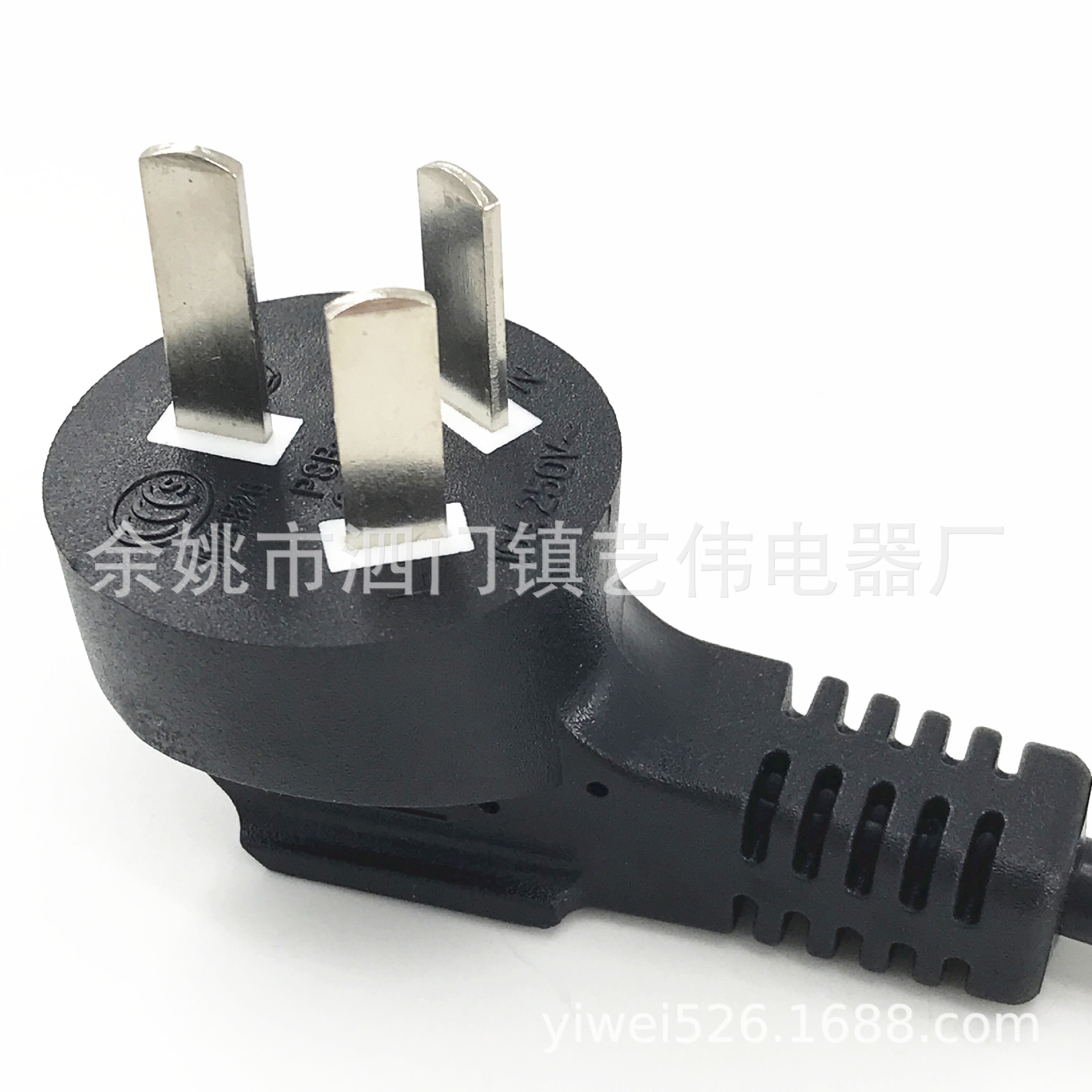 16A国标电源线带品字尾插头电脑插头三芯90度弯头国标中规插头