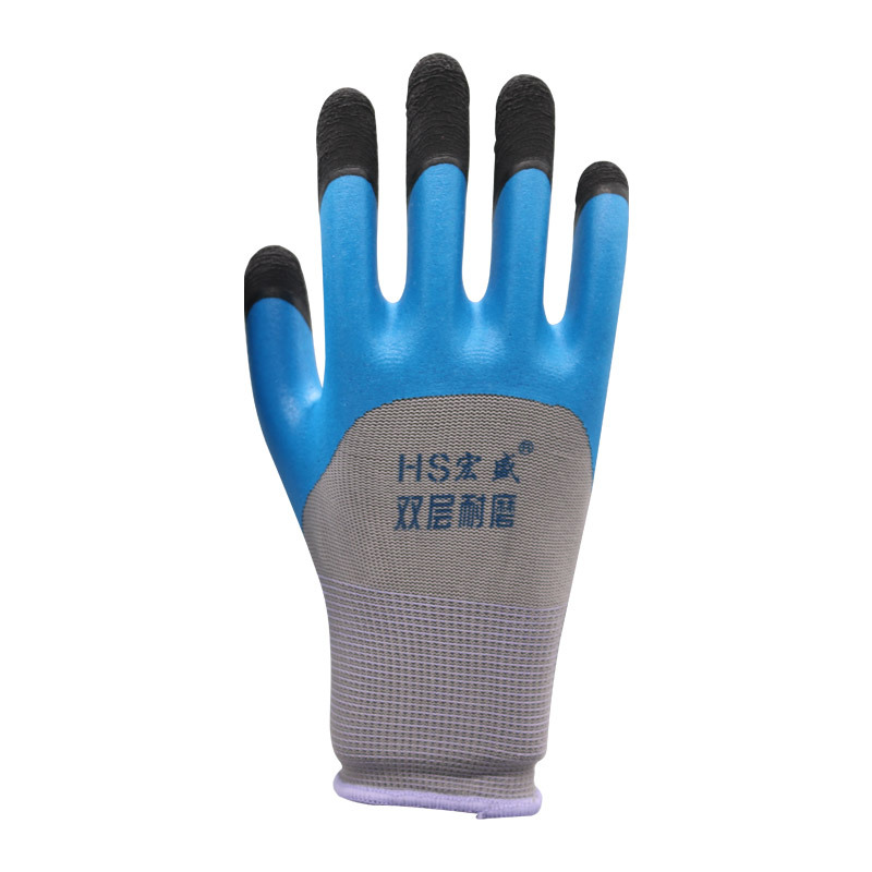 Guantes de protección laboral resistente al desgaste látex reforzado dedo pegamento inmersión antideslizante sitio de trabajo guantes de protección laboral al por mayor