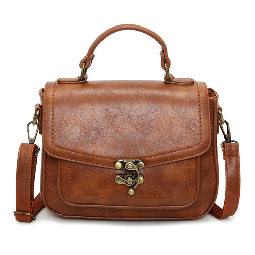  new small square bag retro style handbag PU leather retro lock buckle popular cross-border women's bag simple small bag