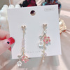 9398 Girl Heart Ins Wind Japanese and Wind Super Fairy 2020 Master Sweet Powder 925 Branch Love Earrings
