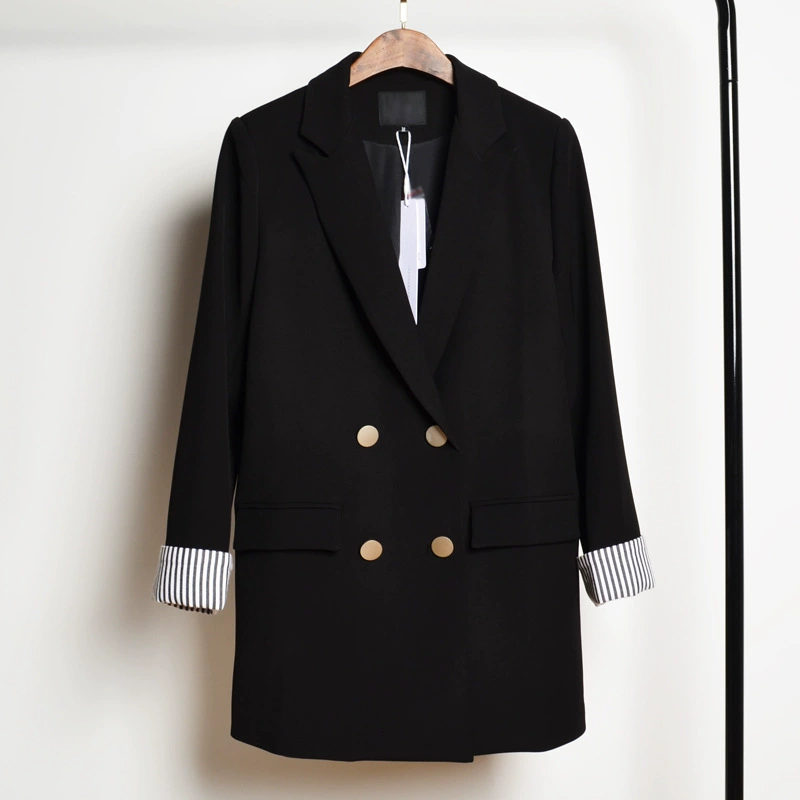 2021 Весна новая Корейская версия свободных рулонных манжет маленький костюм 200 кг пухлая девушка плюс толстый увеличивающий костюм пальто прилив