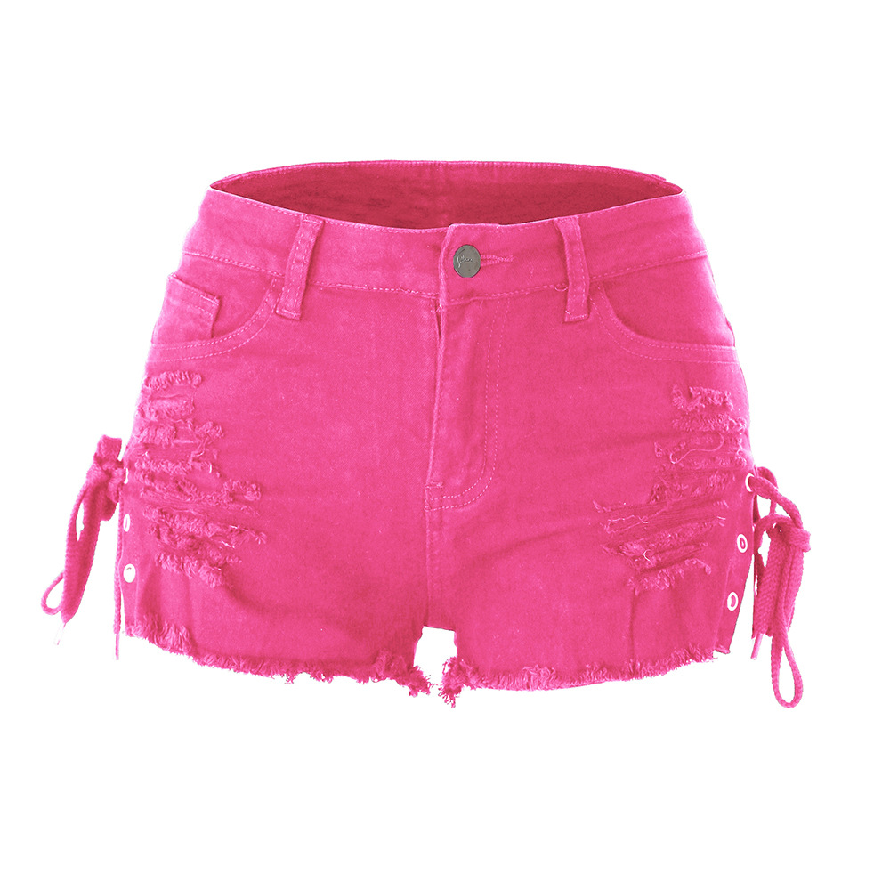 La primavera y el verano de Amazon ripped borla callos pantalones cortos independientes stand cintura baja split vendaje las mujeres en stock