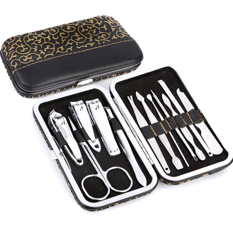Household stainless steel nail clippers set nail scissors 12-piece set can be customized logo large nail clippers beauty set