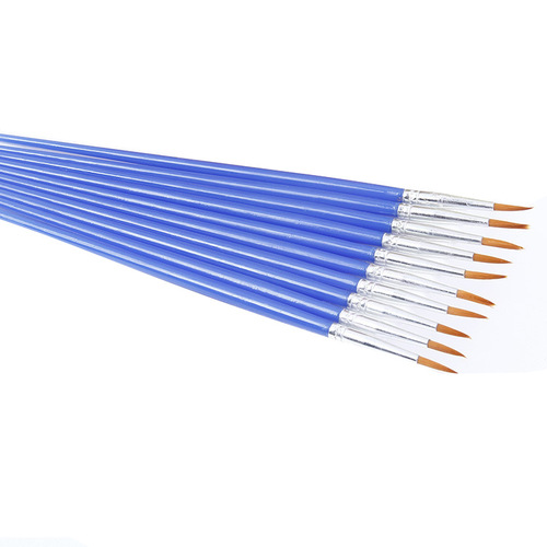 Cross-border blue plastic rod flat head nylon brush single paintbrush art supplies direct supply