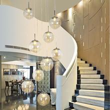 復式樓梯吊燈現代簡約客廳燈飾餐廳藝術吊燈創意個性旋轉水晶吊燈