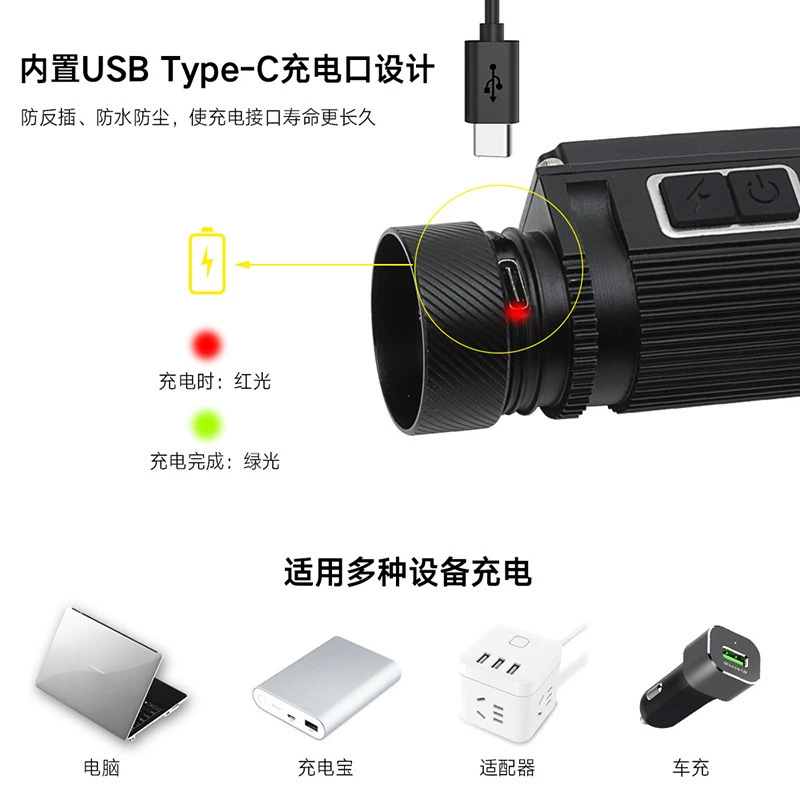 21700 long battery life headlight multi-function USB rechargeable COB flashlight outdoor work light night vision outdoor night riding