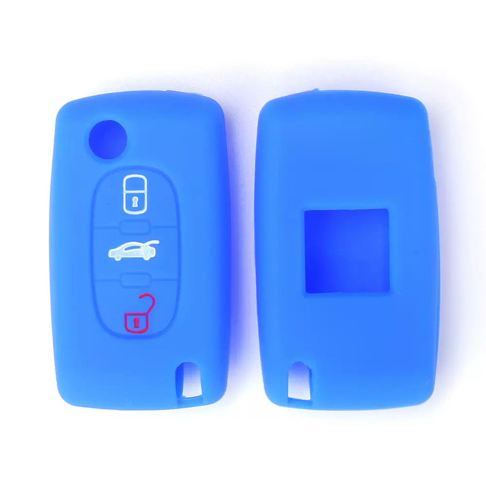 硅胶套适用 标致3键硅胶汽车钥匙包 批发零售标致 专用车锁匙套