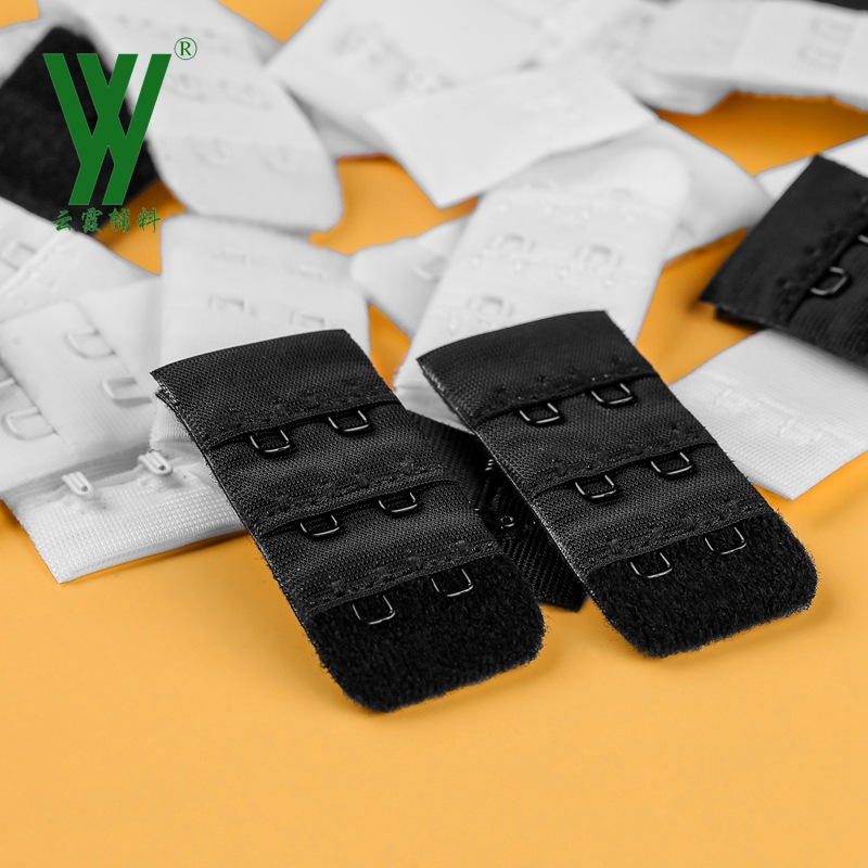 厂家直销三排两扣后背扣涤纶2.5cm宽文胸调节扣内衣配件黑白现货