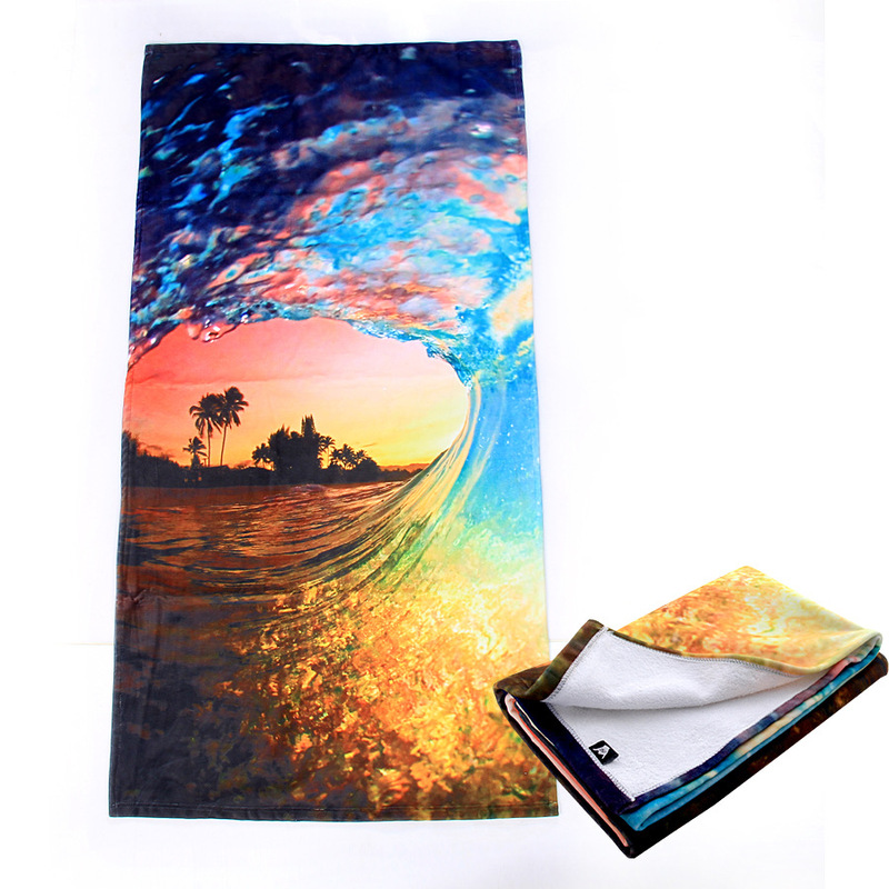 Customized Front Super Soft Fabric Back Terry Cotton Composite Printed Beach Towel Beach Towel