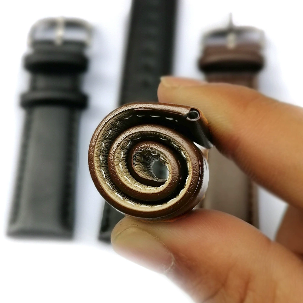 Черный кожаный трендовый ремешок для часов, натуральная кожа, коровья кожа