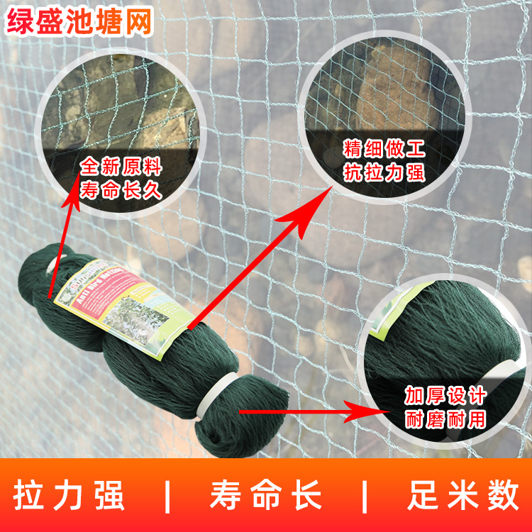 Red a prueba de pájaros, fabricante de jardinería Lvsheng, piscina de paisaje gruesa sin nudos, red de estanque de plástico, red de protección, birdnet