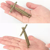 Close-up Magic Prop, Handmade Mini Folding Street-Bar Toy, ~70 mm, Brass-tone