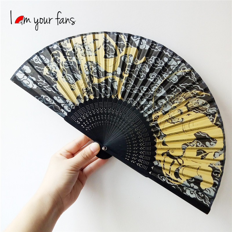 Abanico de tela con estampado floral negro para mujer, abanico de tela publicitario hecho a medida, hecho a pedido con su propio diseño, fabricado profesionalmente.